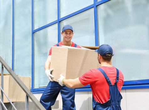 Packed boxes and furniture prepared for local removals