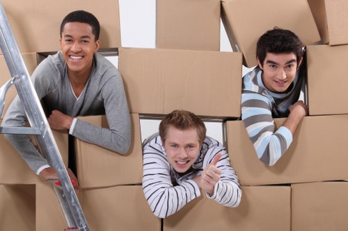 Packed boxes and furniture ready for house removals in Kingston