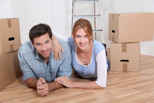 Packing boxes and furniture loaded for a Kingston house or flat relocation
